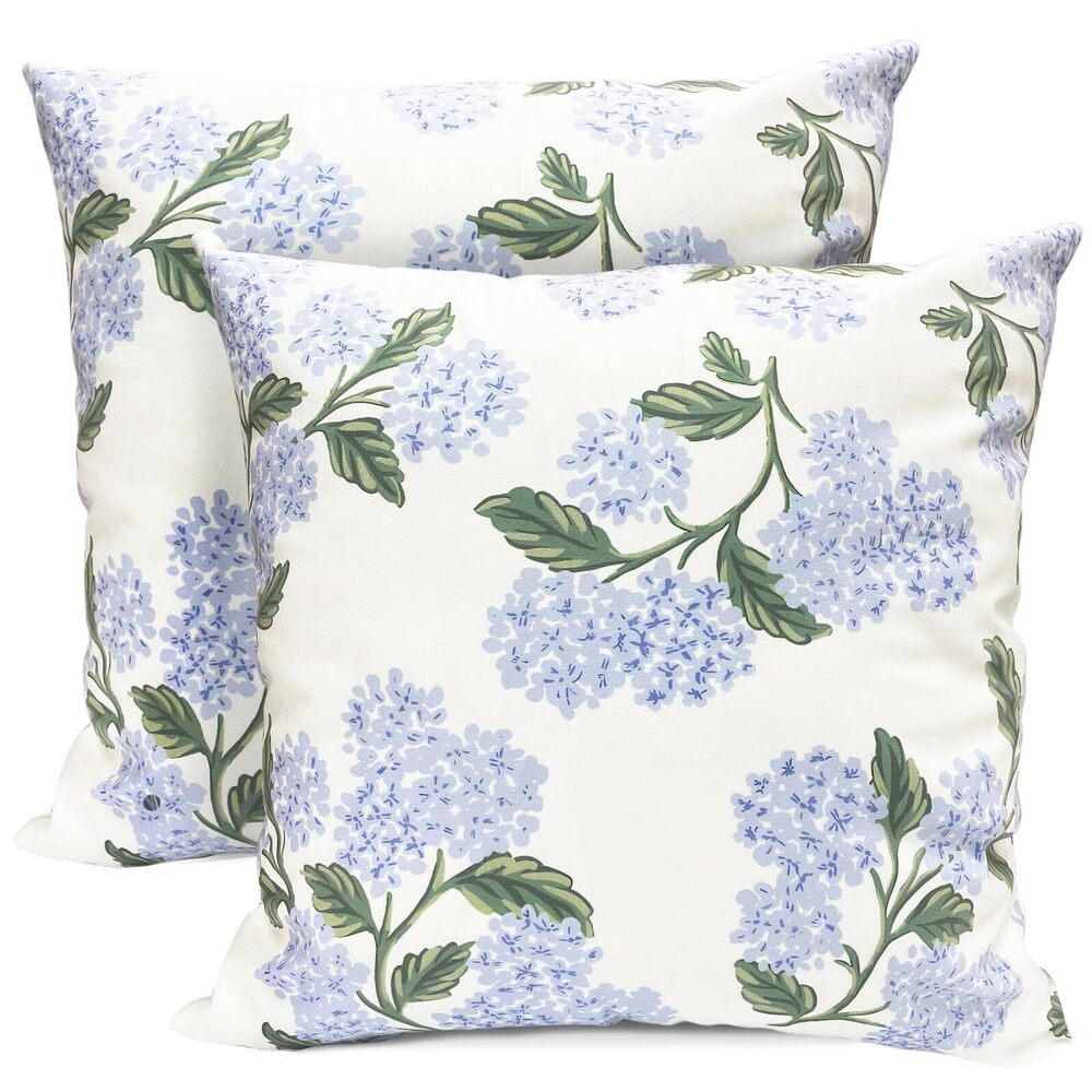 6357 Decorative Throw Pillow Covers Set of 2 White Hydrangea Pillow Covers